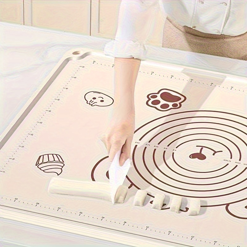 Large Silicone Kneading Mat Pastry Mat, Silicone Baking Mat Suitable for Kitchen Countertops, Non-Stick Anti-Slip Food-Grade Dough Pasta Mat with Measurement Edges - Thickened Anti-Slip Kneading and Baking Mat, Suitable for Rolling Dough - Image 2