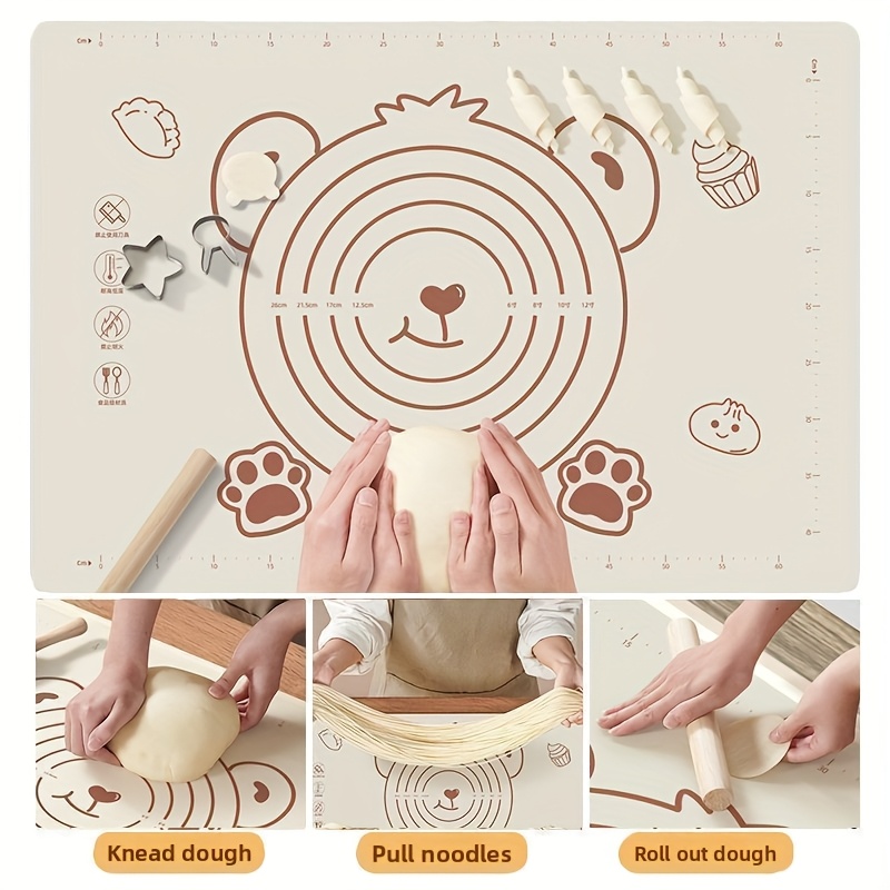 Large Silicone Kneading Mat Pastry Mat, Silicone Baking Mat Suitable for Kitchen Countertops, Non-Stick Anti-Slip Food-Grade Dough Pasta Mat with Measurement Edges - Thickened Anti-Slip Kneading and Baking Mat, Suitable for Rolling Dough - Image 3