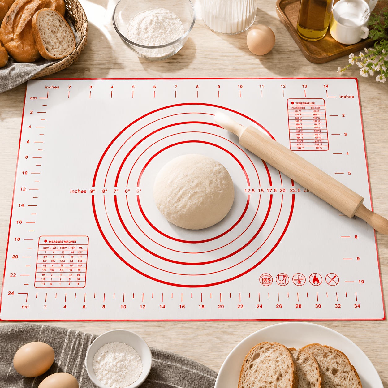 Large Heavy-Duty Silicone Baking Mat | Non-Slip, Dough Kneading Mat, Food Safe, Easy to Clean, Suitable for Baking, Kneading Dough, Making Candies and , Holiday Baking Kitchen Countertop Accessory