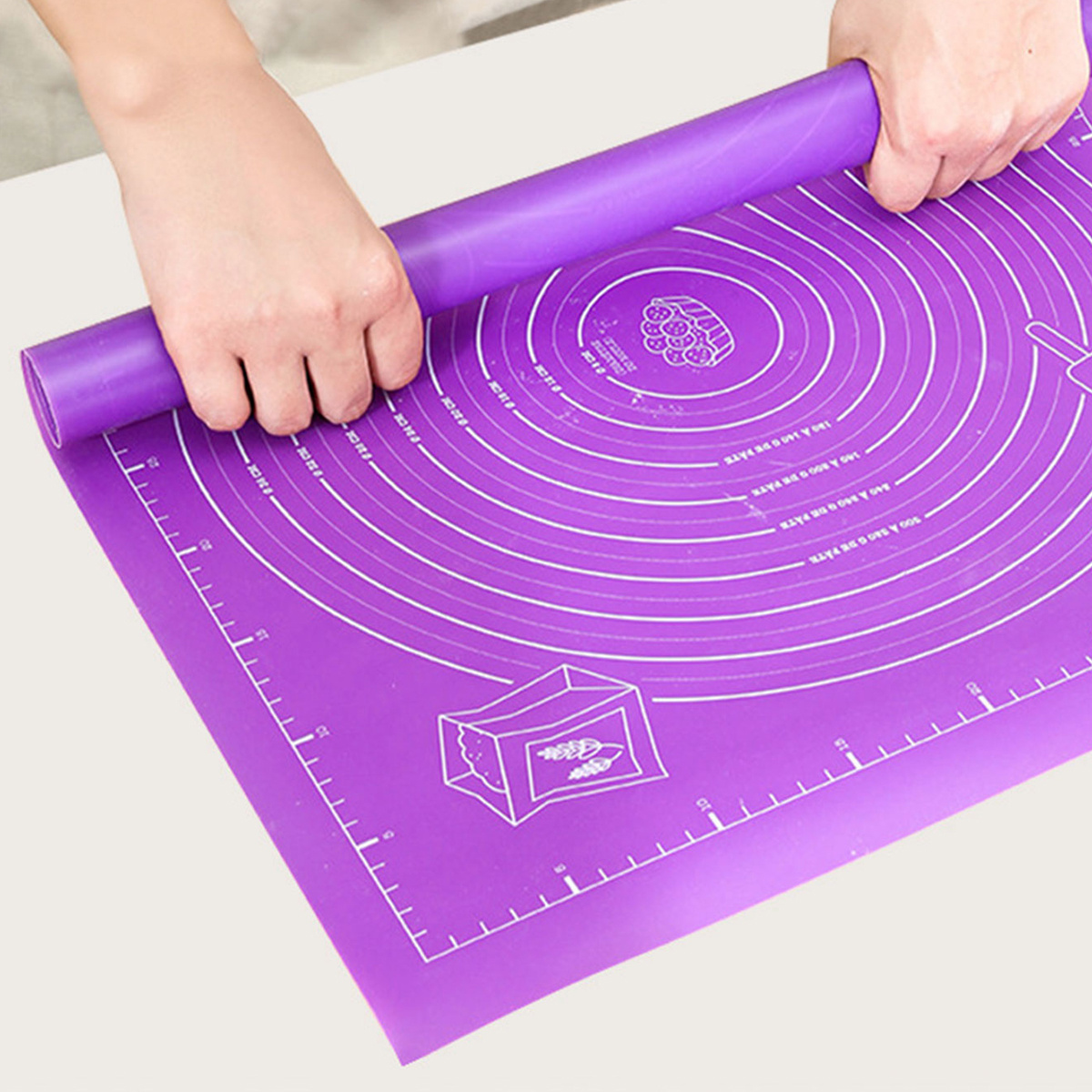 Food Grade Baking Pad with Graduated Silicone and Dough Pads, Thickened Reusable Kneading Pad, Non Stick Kitchen Countertop Kneading Panel, Suitable for Making Pies, Cookies, Pizzas, Bread, Pastries, Dough, Sugar, Etc., Baking Accessories - Image 6
