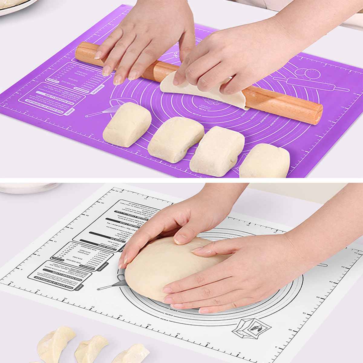 Food Grade Baking Pad with Graduated Silicone and Dough Pads, Thickened Reusable Kneading Pad, Non Stick Kitchen Countertop Kneading Panel, Suitable for Making Pies, Cookies, Pizzas, Bread, Pastries, Dough, Sugar, Etc., Baking Accessories - Image 7