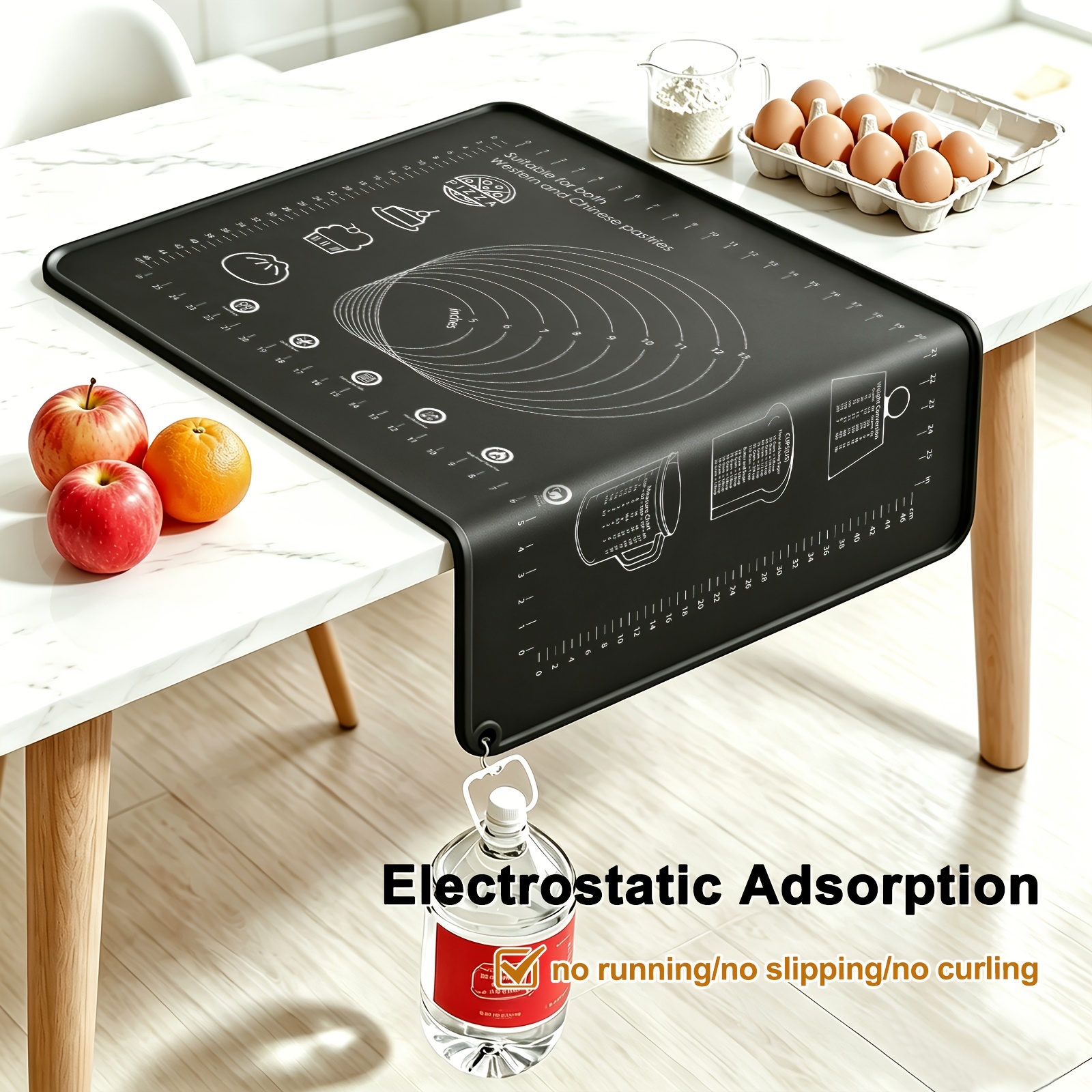Extra-Thick Silicone Pastry Mat, Non-slip Silicone Baking Mat, Reusable Dough Rolling Mats with Measurements, Perfect for Baking, Pizza & Cake Dough, Odor-Free with Natural Dye, Silicone Mat for Dough, Baking Mat Extra Thick, Dough Mat - Image 4