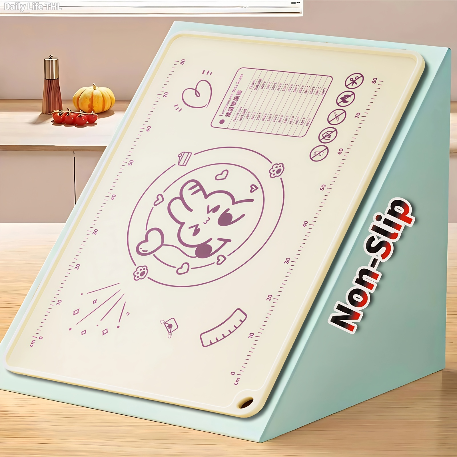 Non-Slip Silicone Baking Mat for Pastry, A Set of 4 Baking Utensils with Extra-Large Pastry Mat, Dough Scraper, Rolling Pin & Storage - Food-Grade Countertop Protector for Pie, Pizza, Bread - Thickened Edge, Conversion Chart, Non-Stick - Image 5