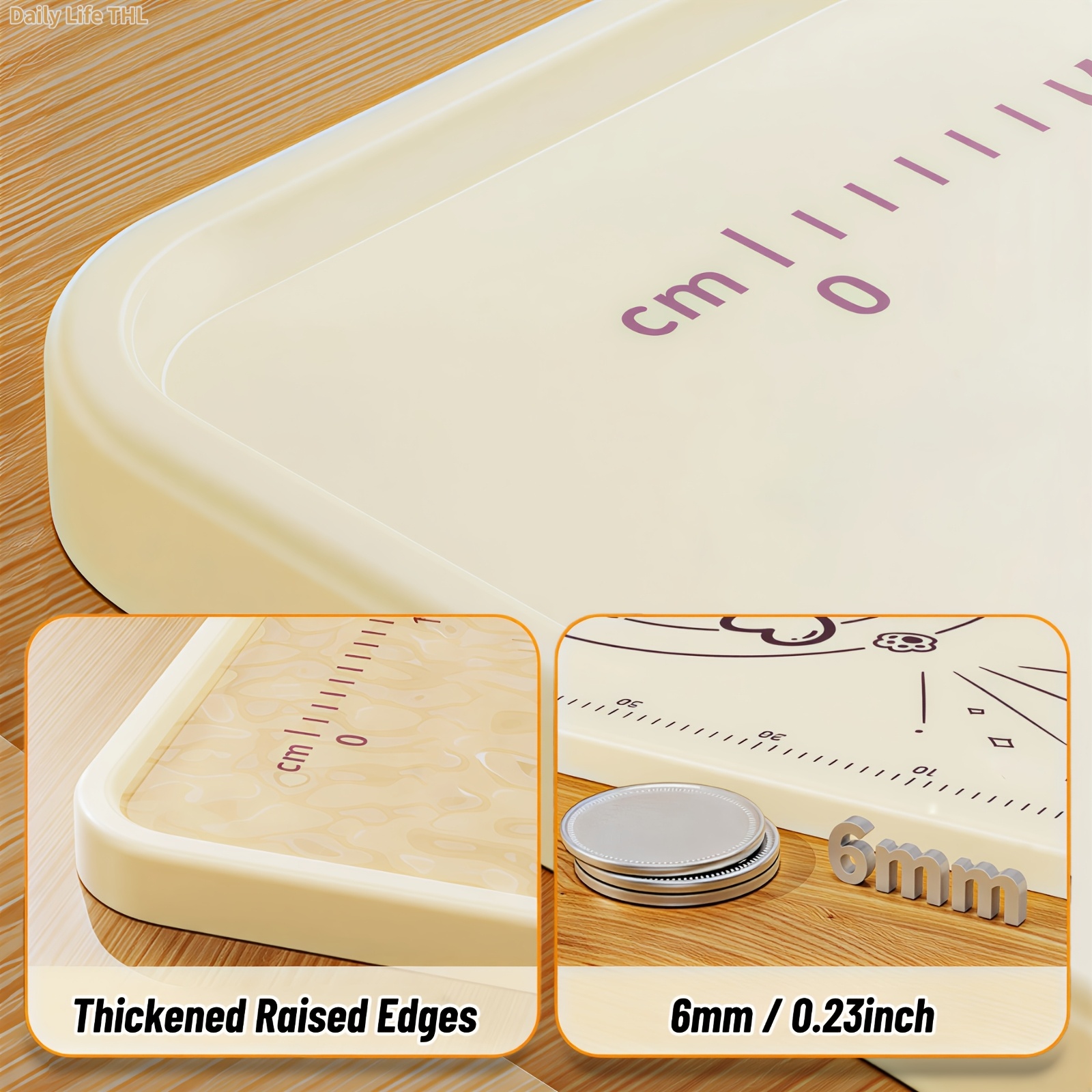 Non-Slip Silicone Baking Mat for Pastry, A Set of 4 Baking Utensils with Extra-Large Pastry Mat, Dough Scraper, Rolling Pin & Storage - Food-Grade Countertop Protector for Pie, Pizza, Bread - Thickened Edge, Conversion Chart, Non-Stick - Image 8
