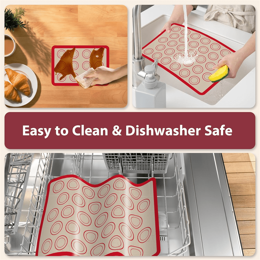4pcs Reusable Silicone Baking Mats Multi-Size with Circular Scale As Kneading Mat/Baking Sheet Pad/Anti-Slip Mat High-Temperature Resistant Non-Stick Easy to Clean Suitable for Cookie Pizza Bread Baking Rollable Storage Baking Kitchen Multi-Tool - Image 7