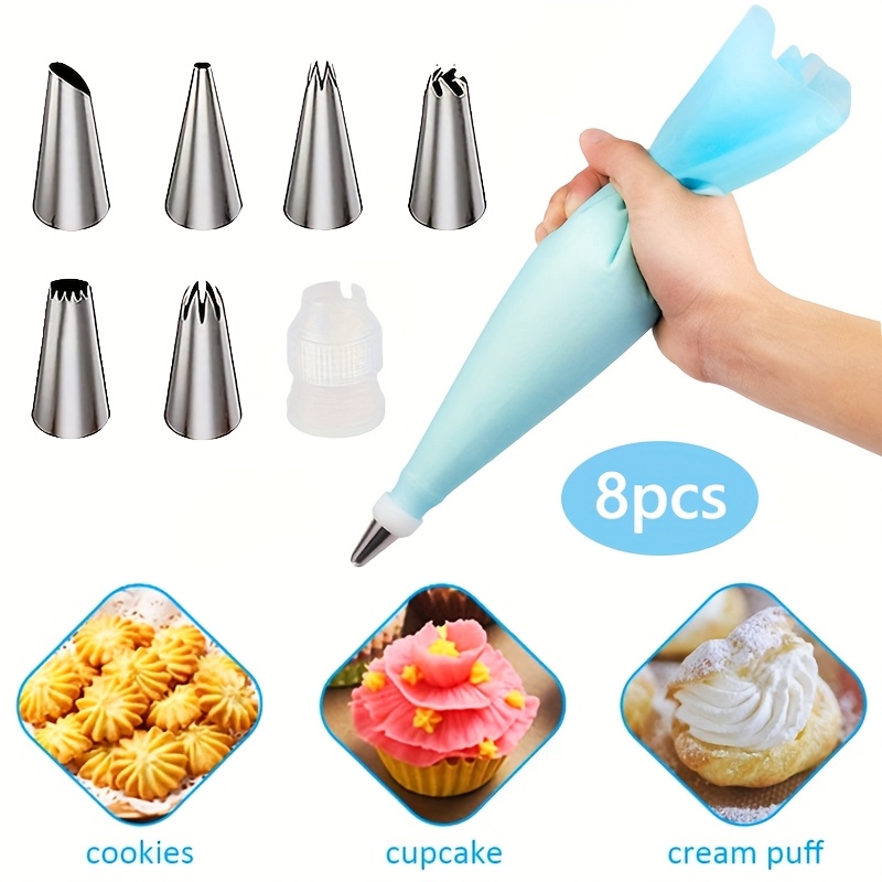 8pcs Cake Cream Decoration Piping Set Stainless Steel Piping Nozzles Piping Bag Converter Cookie Biscuit Baking Tools - Image 5