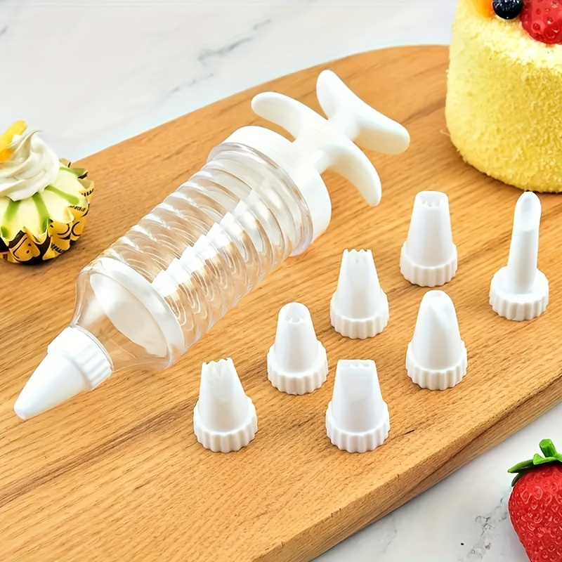 8pcs Plastic Piping Tool Set with 8 Nozzles - Heavy-Duty Cream Squeezer Kit, Suitable for Cake Decorating, Icing, and Piping Gel/Soap - Compatible with Pastry Bags, Ideal for Home Bakers, Restaurants, and Dessert Decoration - Image 3