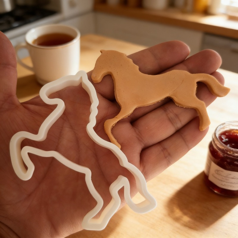 1pc Horse-Shaped Cookie Cutter, Featuring a Galloping Design. This Plastic Biscuit Press Is Perfect for Holiday Or Everyday Baking, with a Easy Design And Made from Durable Plastic
