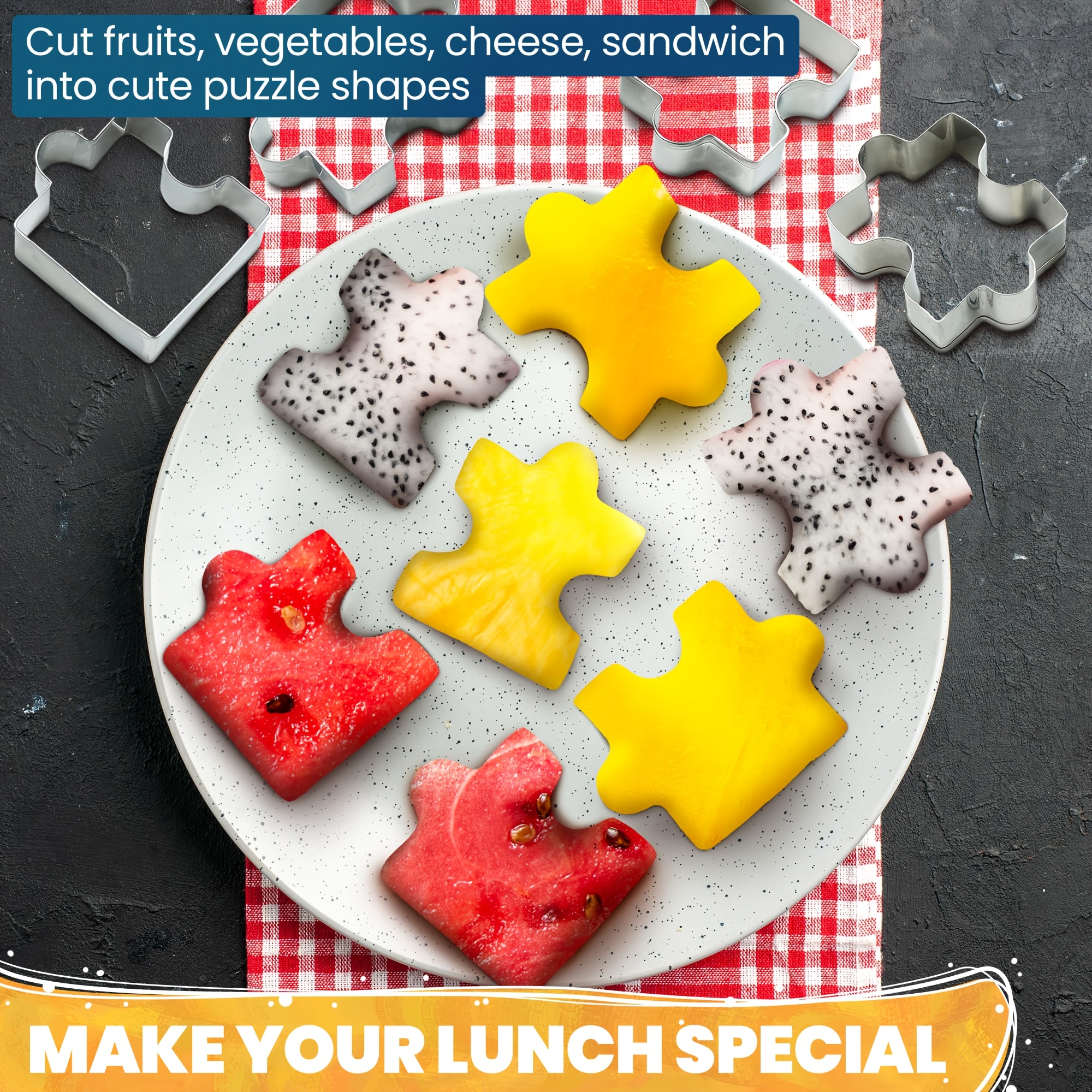 4pcs Stainless Steel Puzzle Cookie Cutters Set - Square Cookie Cutter with Interlocking Pieces, for Cookies, Cakes, Vegetables, Clay, Fruit, and Candy - Durable, Perfect for Baking and Crafting, Easy-to-Use Kitchen Tools, Cookie Decorating Supplies - Image 4
