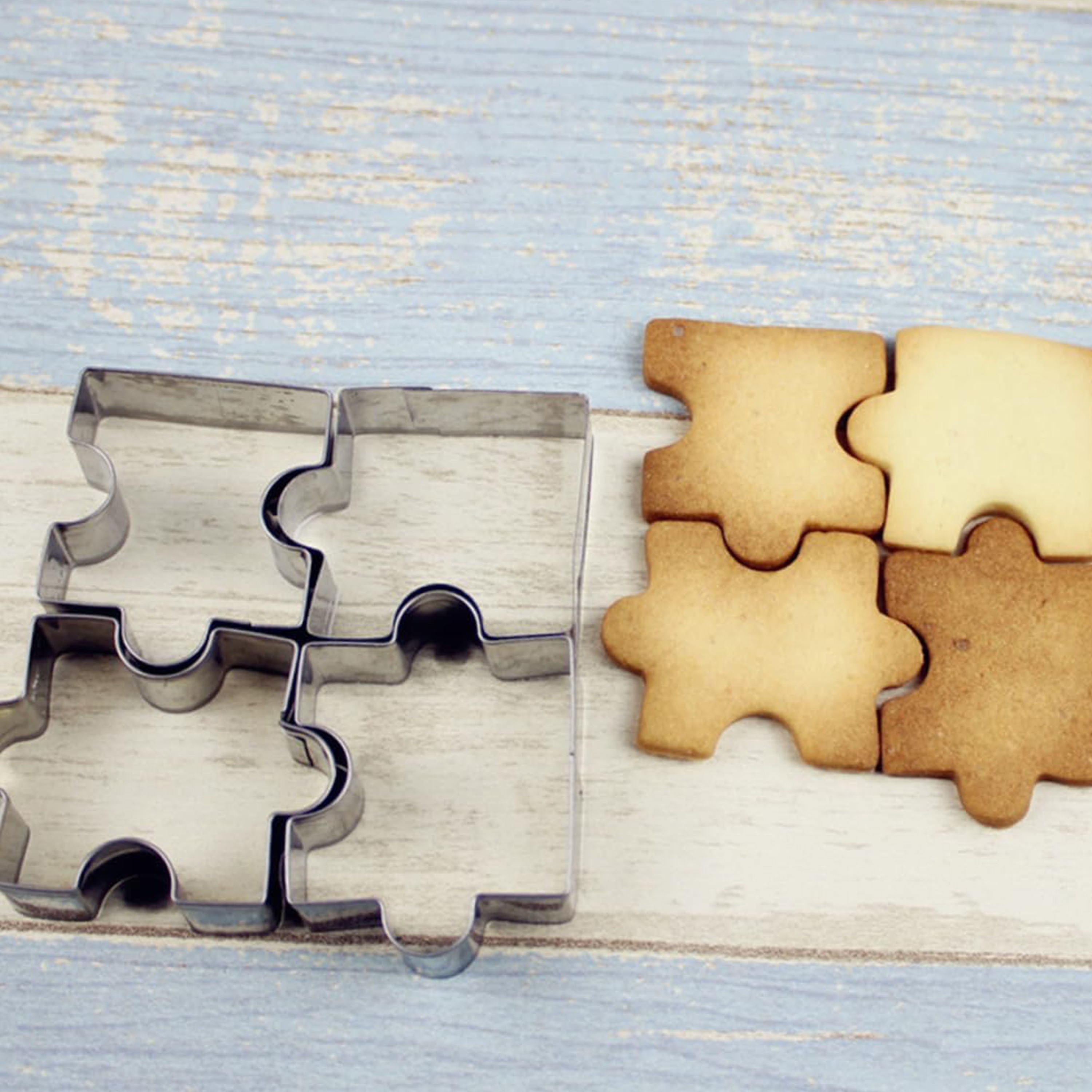 4pcs Stainless Steel Puzzle Cookie Cutters Set - Square Cookie Cutter with Interlocking Pieces, for Cookies, Cakes, Vegetables, Clay, Fruit, and Candy - Durable, Perfect for Baking and Crafting, Easy-to-Use Kitchen Tools, Cookie Decorating Supplies - Image 2