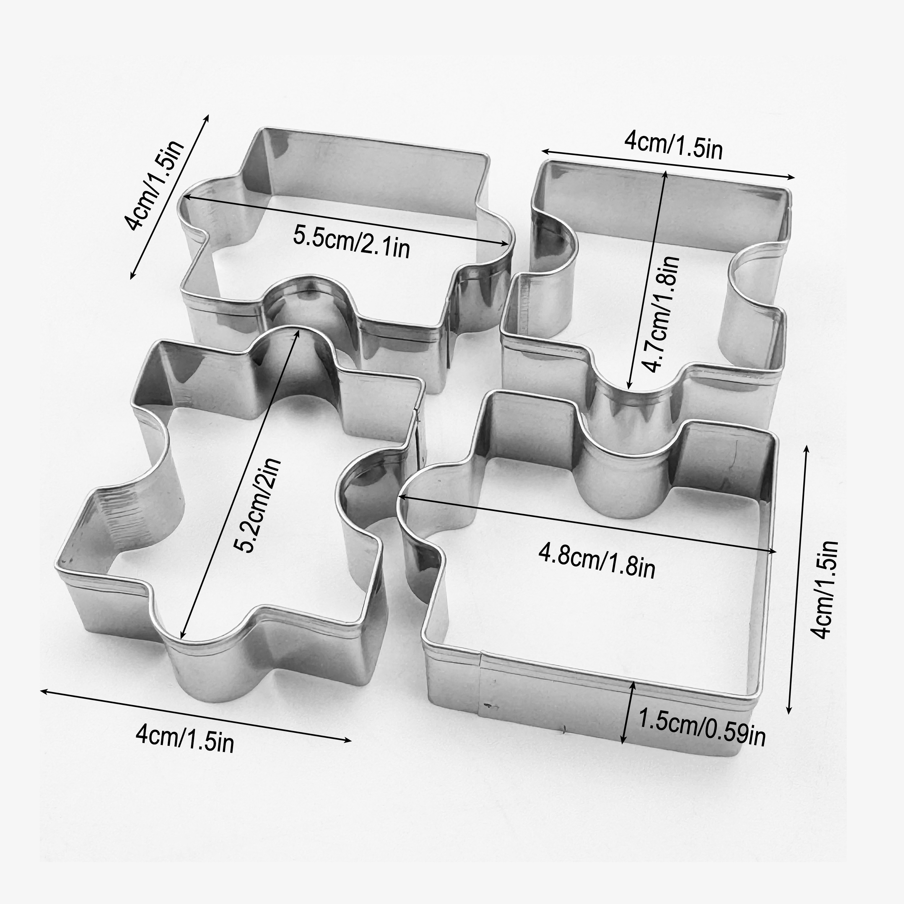 4pcs Stainless Steel Puzzle Cookie Cutters Set - Square Cookie Cutter with Interlocking Pieces, for Cookies, Cakes, Vegetables, Clay, Fruit, and Candy - Durable, Perfect for Baking and Crafting, Easy-to-Use Kitchen Tools, Cookie Decorating Supplies - Image 8