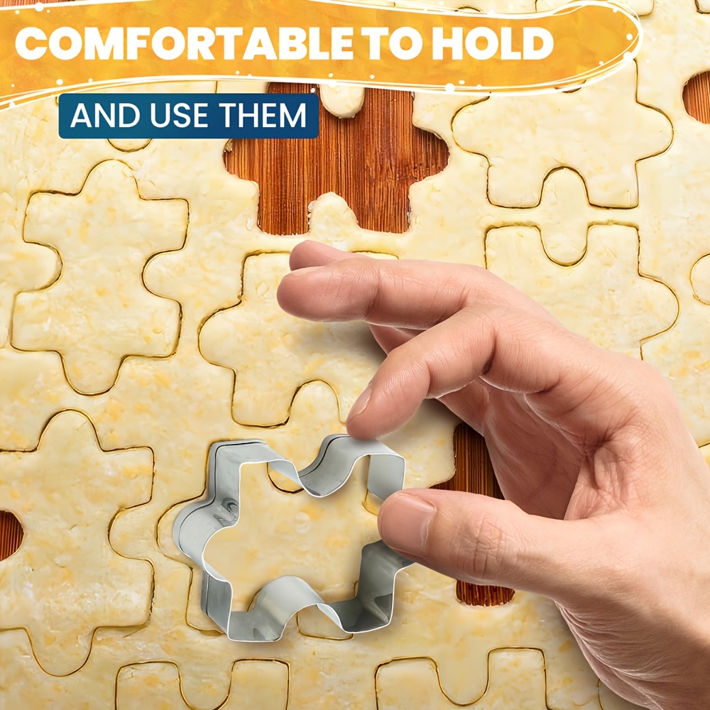 4pcs Stainless Steel Puzzle Cookie Cutters Set - Square Cookie Cutter with Interlocking Pieces, for Cookies, Cakes, Vegetables, Clay, Fruit, and Candy - Durable, Perfect for Baking and Crafting, Easy-to-Use Kitchen Tools, Cookie Decorating Supplies - Image 3