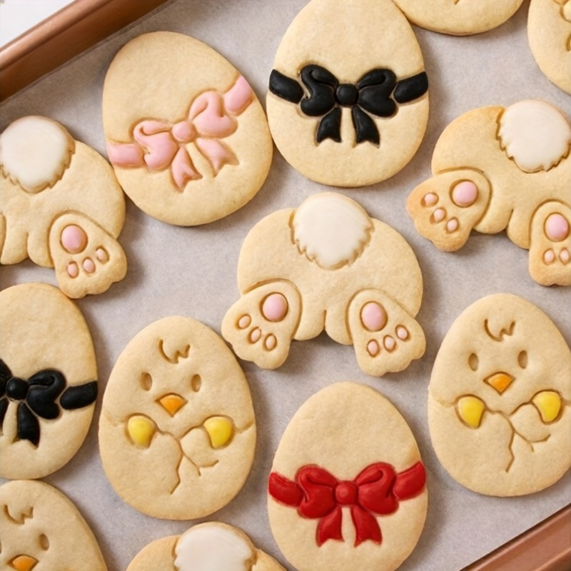 3pcs Cartoon Rabbit and Chick Cookie Cutter, Spring Festival Dessert Bun Fondant Mold Baking Set