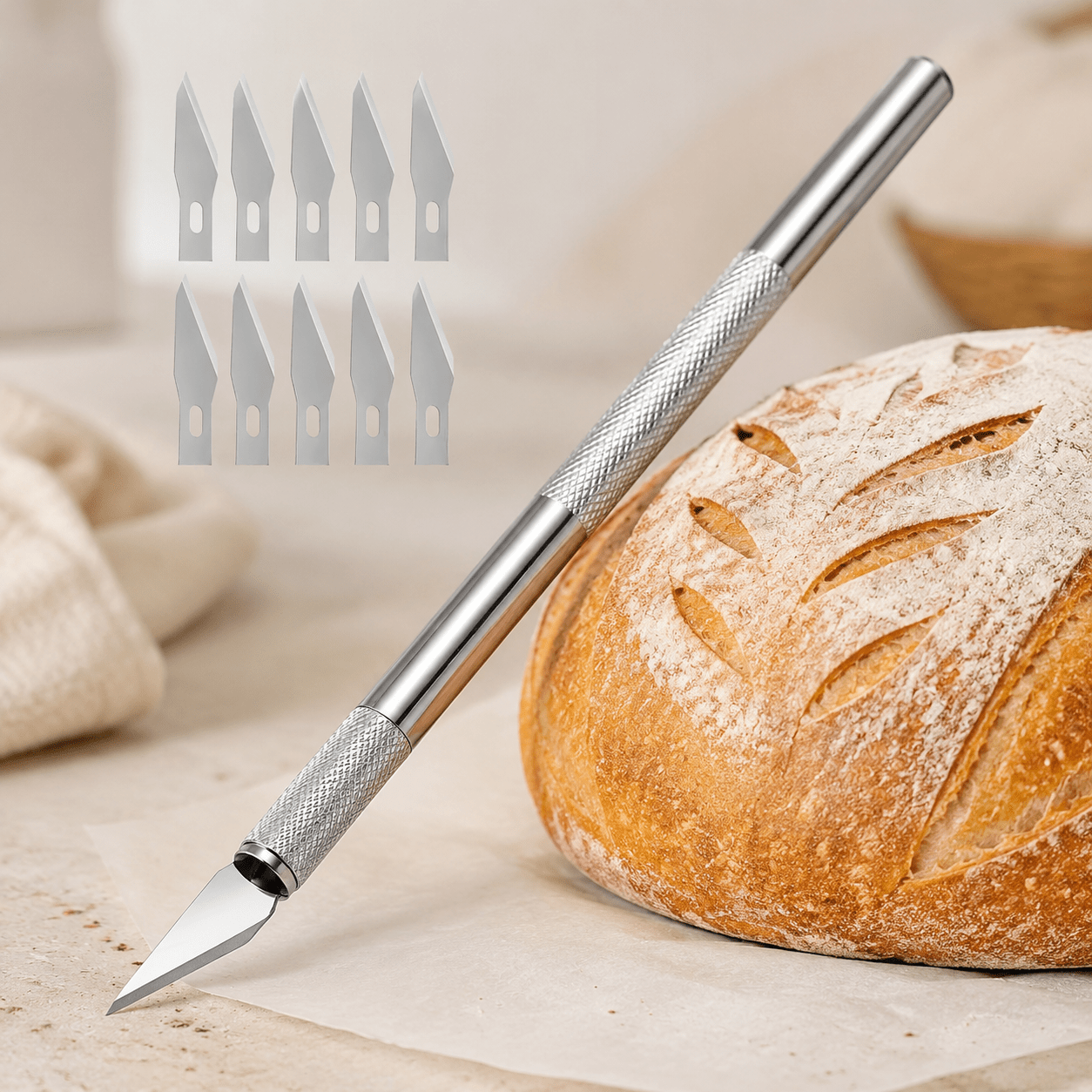 Stainless Steel Bread Cutting Tool-Home Baking Knife with Sharp Blade, 304-Grade Dough Cutter for Slicing, Shaping, Decorating Bread, Pastries, Cakes - Design for Bakers & Hobbyists, Sourdough, Sourdough Supplies, Sour Dough, Bread Baking Supplies