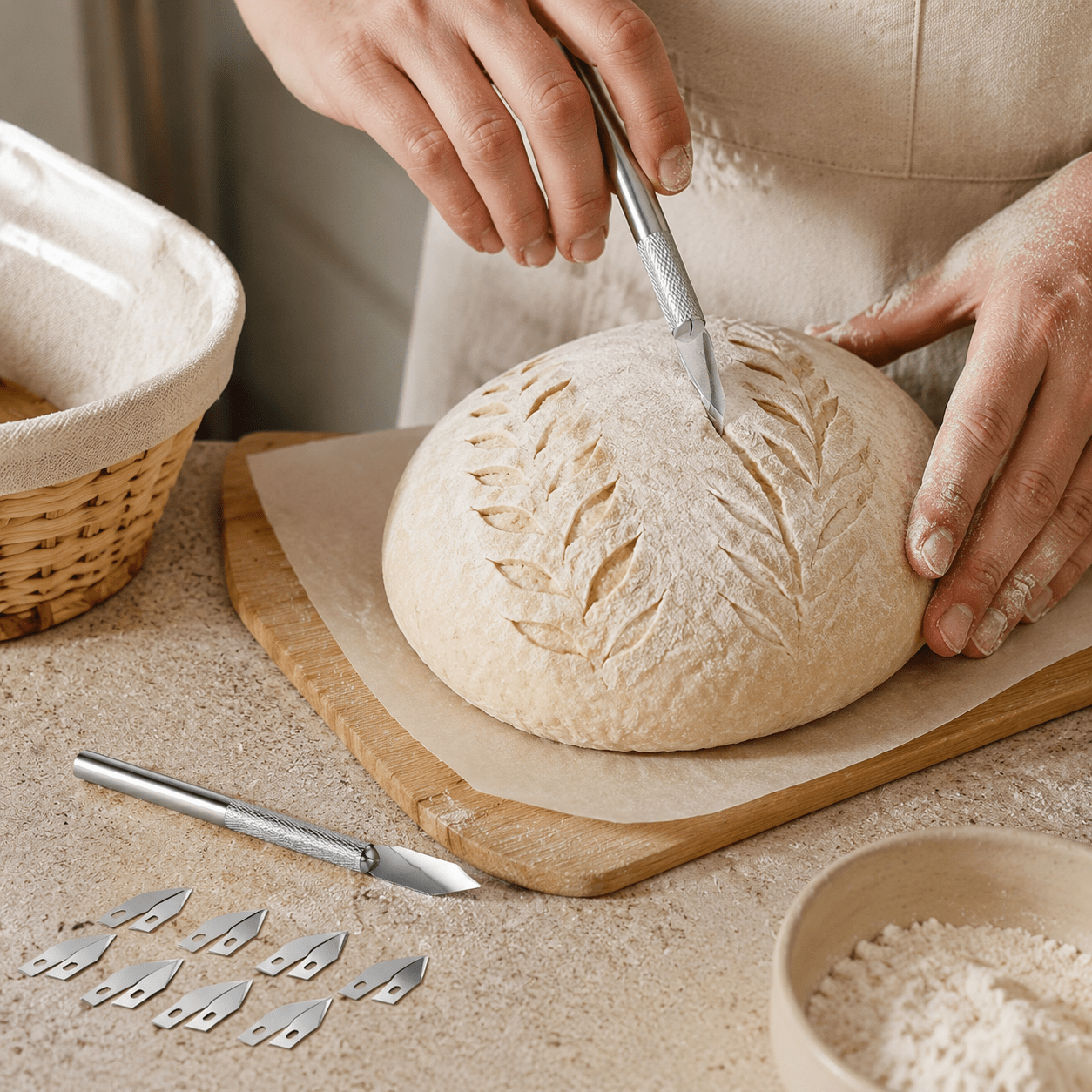 Stainless Steel Bread Cutting Tool-Home Baking Knife with Sharp Blade, 304-Grade Dough Cutter for Slicing, Shaping, Decorating Bread, Pastries, Cakes - Design for Bakers & Hobbyists, Sourdough, Sourdough Supplies, Sour Dough, Bread Baking Supplies - Image 4