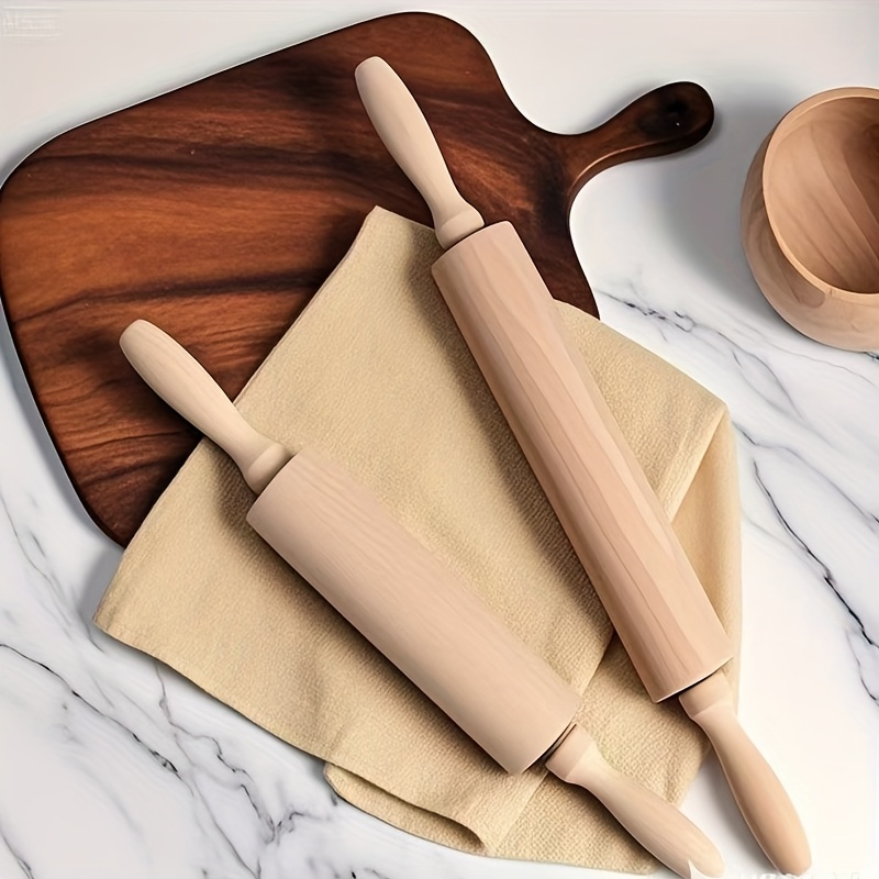 Set of 2 Solid Wood Rolling Pins - Essential for Baking And Dough Shaping, Featuring a Durable And Smooth Long Handle - Perfect for Pizza, Pasta, And Other Ingredients - Easy to Clean, Making It an Ideal Choice for Home Cooks And Professional Chefs - Image 3